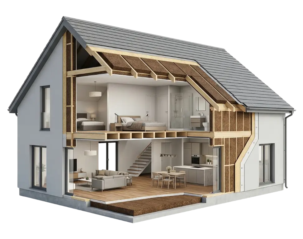 casa con Aislamiento con Corcho Proyectado Alicante